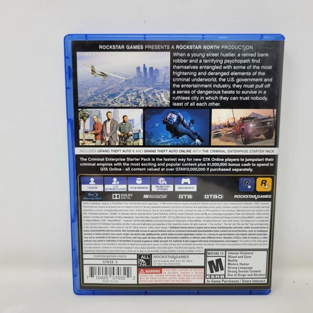 Grand Theft Auto V Premium Edition Sony‎ PlayStation 4 PS4 GTA 5 CIB